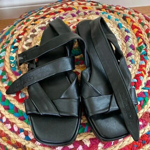 Vince black leather sandals